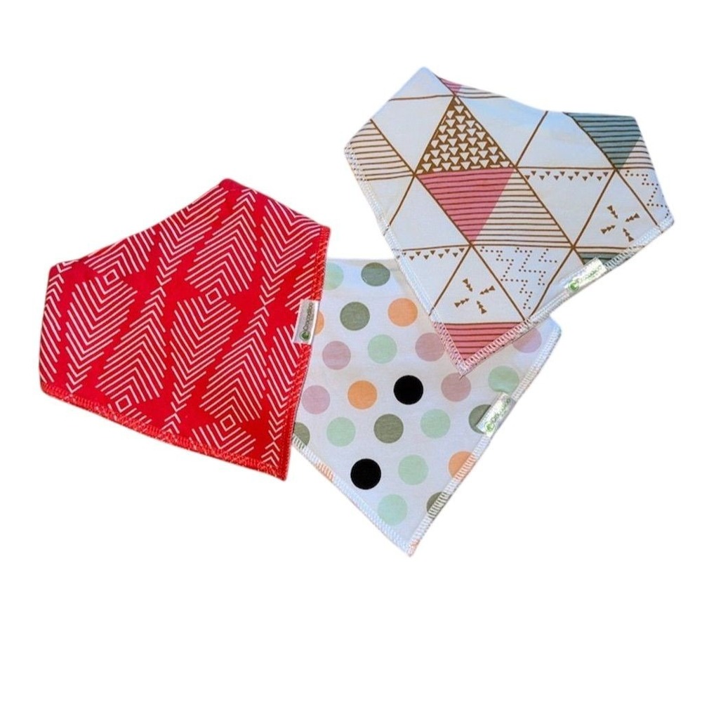Crocodillo Baby Bandana Bib Set 3 Pack Unisex soft drool bibs fashionable prints